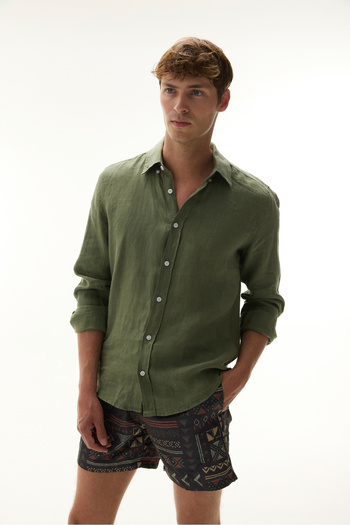 Mudo Slim Fit Long Sleeve Linen Shirt