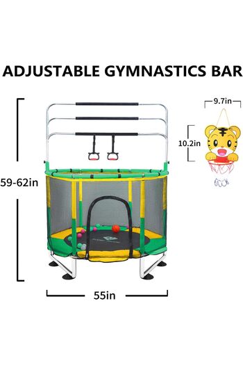 Toybox Bouncer and trampoline equipped with a safety net for children for outdoor and indoor places 1.57m A