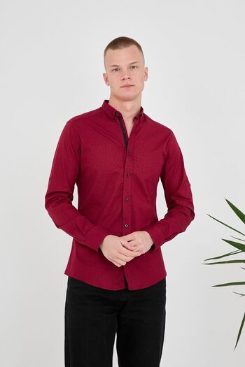 jack carisma Poplin Printed Stretchy Slim Fit Men's Shirt