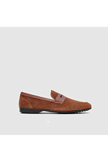 TOGO Taba Süet Hakiki Deri Erkek Loafer Ayakkabı [052099]