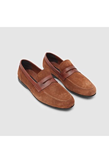 TOGO Taba Süet Hakiki Deri Erkek Loafer Ayakkabı [052099]