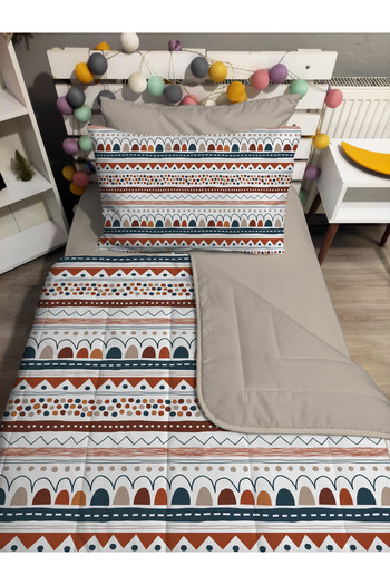 yok yok evim eve dair her şey Quilted Ethnic Patterned 4Piece(100% Cotton 120X200 with Fitted Sheet) Single Bedspread Set