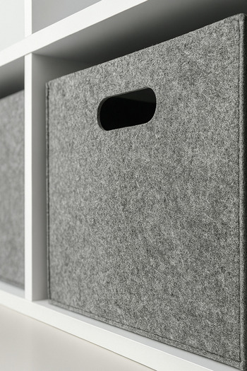 YUNUSOĞLU HOME Gray Felt Cube Organizer - Toy Box with Handle