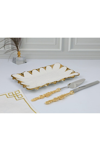 ROY KING Flora Gold Dikd.Sunum Plate 32*20 cm