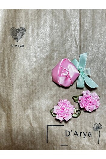 Darya Dd362 Handmade Wedding |   Invitation / Mevlüt / Wedding 3-Piece Satin Floral Buckle Set – Pink Color