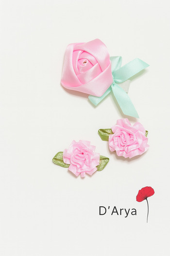 Darya Dd362 Handmade Wedding |   Invitation / Mevlüt / Wedding 3-Piece Satin Floral Buckle Set – Pink Color