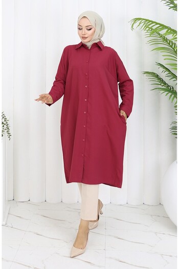 sefamerve Reglan sleeve tunic 4066-09 burgundy
