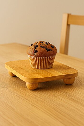 ERKUGO Bamboo Ball Leg Square Stand, Bamboo Presentation Stand (25cm)