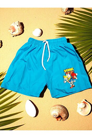 MİLAYS LİFE HOME COLLECTİON Boy's Shorts - Sonic Character Printed, Net Mesh, Lace-up