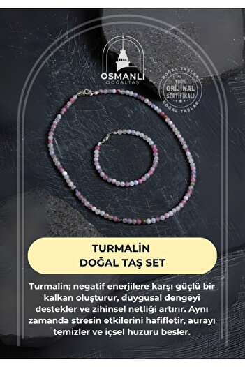 OSMANLI DOĞAL TAŞ Certified Tourmaline Natural Stone Set