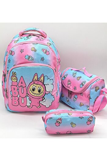 Bevitton First School Bag Set of 3 Girls' Primary School Bag Labubu Character Patterned