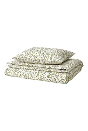 IKEA single bed sheet set, white-green, 150x200/50x60 cm