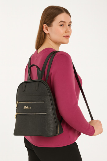 MOLDİVA Hem Backpack Hem Shoulder Bag Women's Black Backpack Daily Use