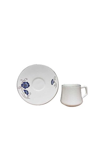 Aryıldız Evaliza Nostalgia Butterfly Blue Double 6-Piece Coffee Set