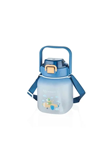 Vagonlife Vgn2275-T Soft Touch Hand Grip Strap Flask with Straw 1100ml Blue