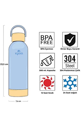 IGLOO Hydrate Pro Botte 500ml Thermos Flask Blue