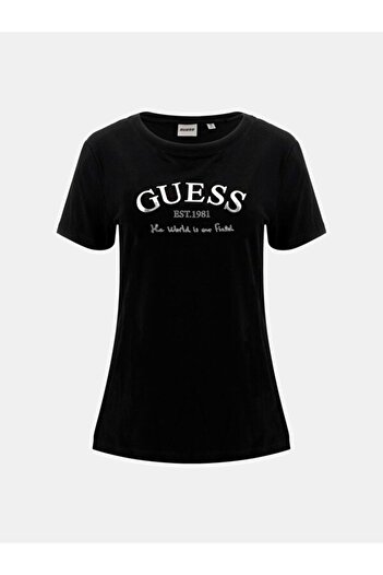 Guess MARGOT SS T-SHIRT Γυναικείο μαύρο μπλουζάκι V5RI16J1314-JBLK