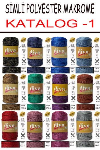 Diva İplik Diva Macrame Thread Glitter 64S Dark Grey-Silver