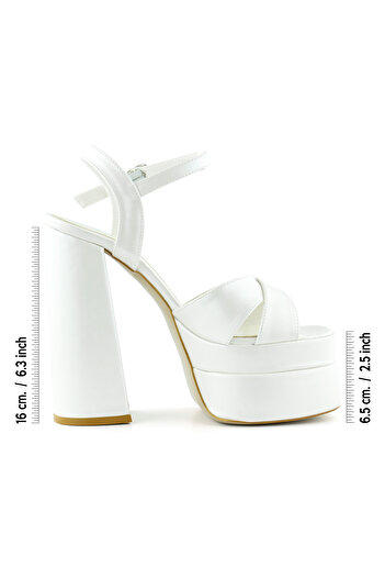 Erkan Saçmacı Whitney Pearl White Open Front Back Double Platform Strap Evening Dress Bridal Shoes