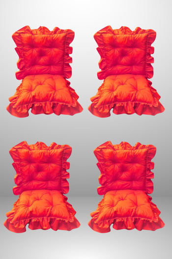 MoMMe Backed Fringed Chair Cushion 40X85 cm Red Color