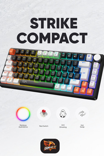 gameagle Strike Compact Mekanik Klavye Hot Swap Anti Ghosting Türkçe Örgü Kablo Oyuncu Klavyesi Siyah
