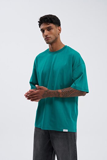 Machinist Men's Basic Super Cotton Oversize Bnt. Green T-Shirt