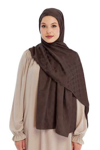Altobeh Monogram Checkerboard Pattern Shawl - Chocolate