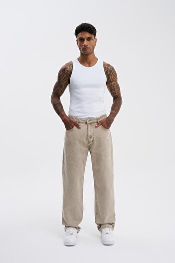 Machinist Ανδρικό παντελόνι Relaxed Baggy Jean Effect Beige