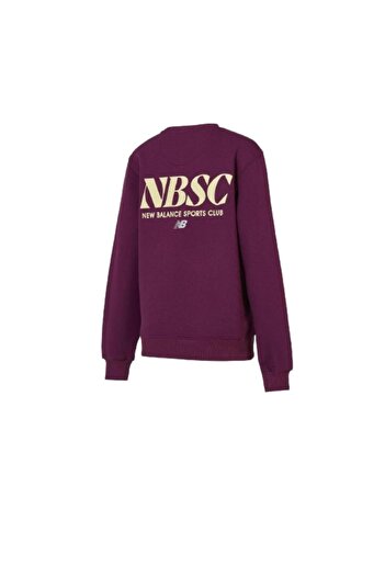 New Balance Nb Lifestyle Women Sweatshirt Wnc3416-Plm Women's Burgundy Sweatshirt