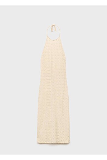 MANGO Woman Halter yaka krep elbise