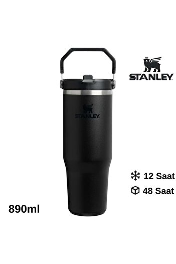 Stanley The Iceflow Flip Straw Thermos Cup with Straw 0.89 Lt Flask Black