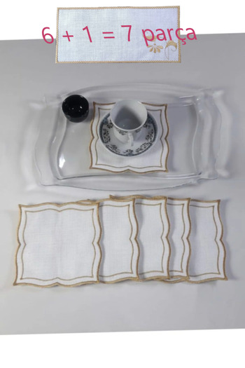 NAKIŞ ATÖLYESİ 6 Pcs Napkin Etamine Processable Party Cocktail Coffee so Presentation Napkin No:.40