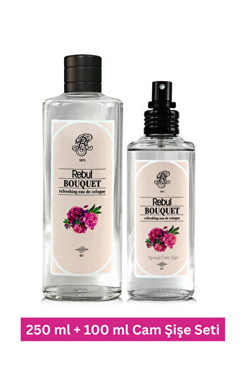 Rebul Bouquet 250 ml 100 ml Cam Şişe Kolonya Seti
