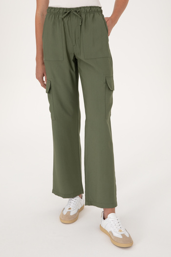 U.S. Polo Assn. Women's Dark Khaki Cargofit Canvas Trousers 50309123-Vr111