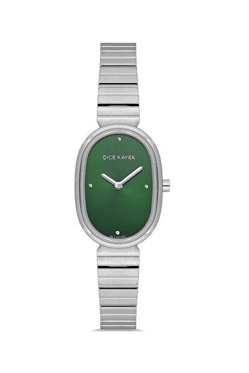Dice Kayek Dk.1.Ag1365.02 Oval and Stone Design 5 Atm Water Resistant Steel Cord Metallic Color Women