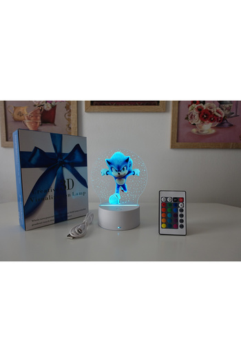 OEM LED Night Light, Sonic the Hedgehog, 16 Colors, with Remote Control, USB Power or 3 AA Batteries