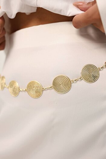 Fiori Gold Chain Detailed Women's Waist Chain Waist Belt, Dress Belt, Skirt Belt, Trouser Belt