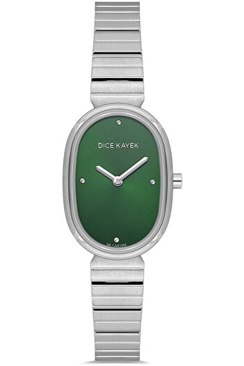 Dice Kayek Dk.1.Ag1365.02 Oval and Stone Design 5 Atm Water Resistant Steel Cord Metallic Color Women