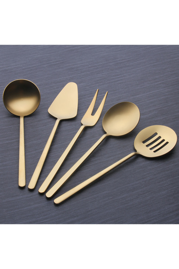 Demir Çeyiz Dmr Life 5 Piece Titanium Matte Gold Sauce Serving Set (SMALL SIZE)
