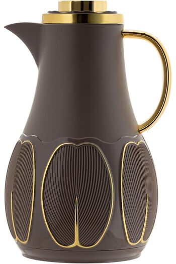 ALSAIF DEVA Coffee and Tea Vacuum Flask, leak-proof and keeps drinks hot, 1 Liter, Brown/Gold
