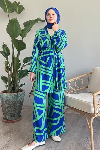 InStyle Σετ πράσινης βισκόζης ριγέ διπλό