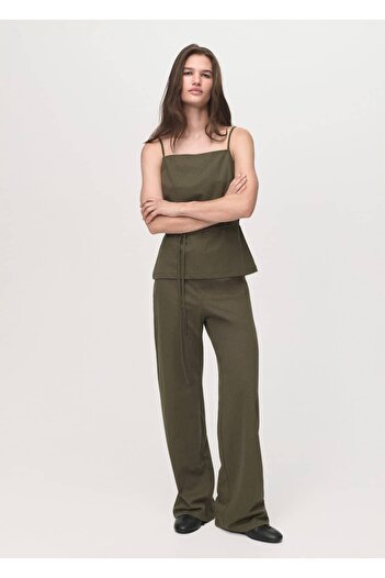 MANGO Woman Cotton Blouse with Tie Detail at the Waist