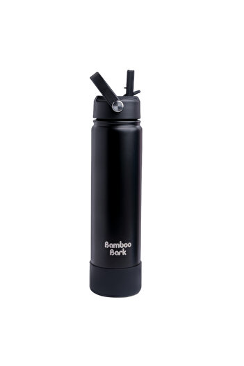 Bamboo Bark 750 ML Insulated Water Bottle with Sipper Lid – Double Wall Vacuum Flask for Hot & Cold Water Leak