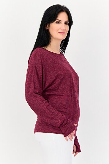 Nine West Women Sportswear Fit Long Sleeve T-Shirts, Heather Purple