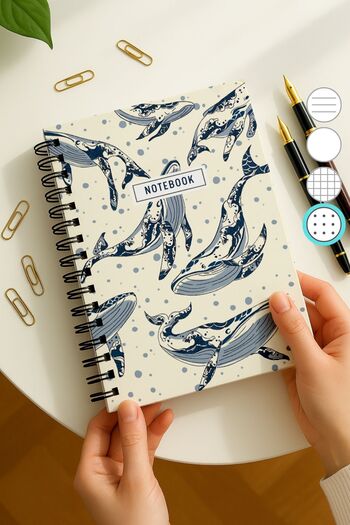 Eldesen Tasarım A5 Spiral Thick Cover Dotted Notepad, 80 Sheets 160 Pages,