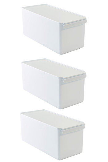 Prima Nova Δοχείο αποθήκευσης με καπάκι Ψυγείο Organizer Inside Cabinet Organizer 165*355*160Mm Λευκό 3 τεμάχια