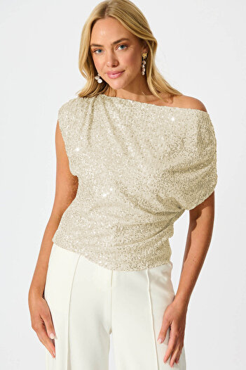AFR CLOTHES Women's Special Design Sequence Drop Shoulder Lining Bluz
