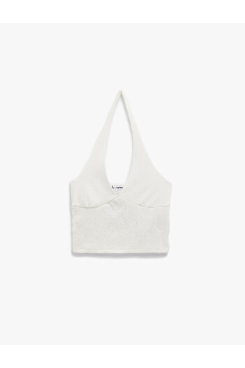 Koton Slim Fit Sleeveless Wrinkle Halter Neckline Blouse