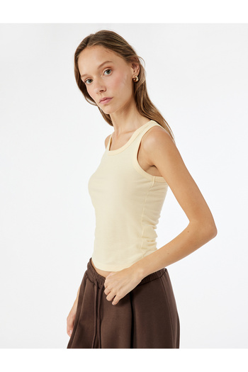 Koton Slim Fit Crew Neck Camisole Viscose Blended Basic Sleeveless Undershirt