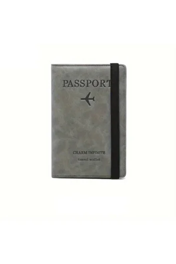 INNOVIO Portofel pentru pasaport INNOVIO®, Protectie RFID, Piele ecologica, Compartiment carduri, Gri